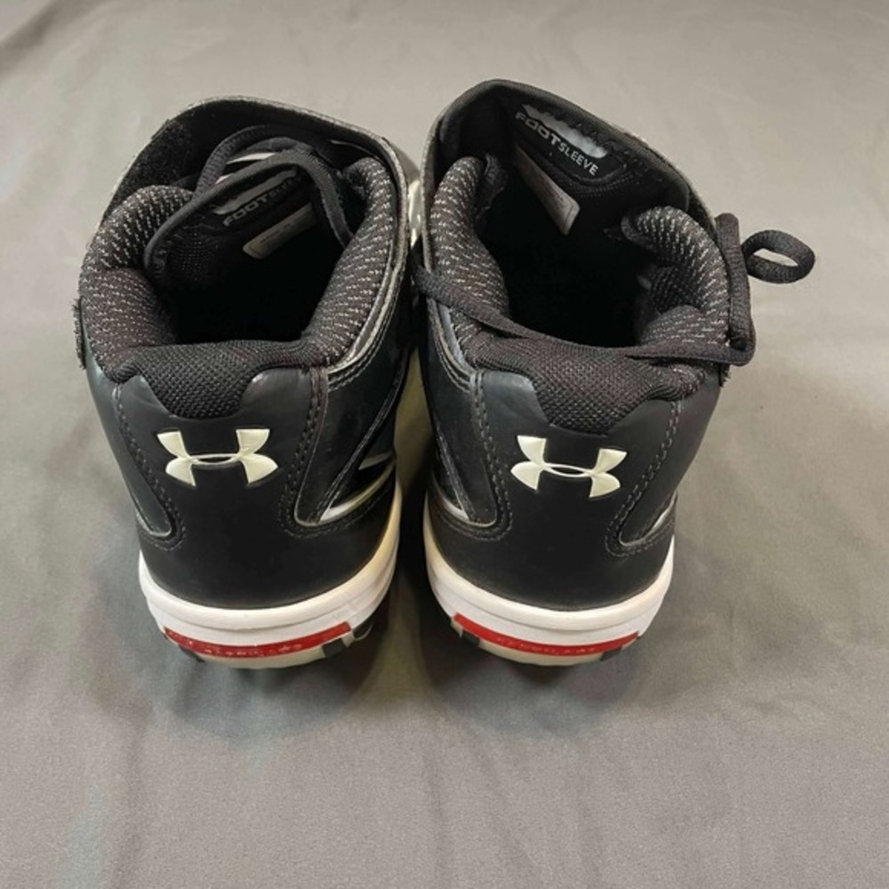 Under Armour FootSleeve Football Cleats Mens 9.5 Black Silver 1099077-011 - Picture 4 of 12